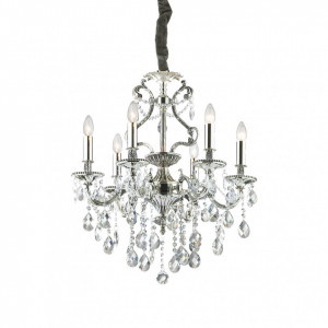 Candelabre, Candelabru Gioconda 044927, 6xE14, argintiu+transparent, IP20, Ideal Lux - savelectro.ro