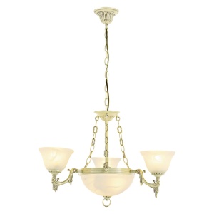 Candelabre, Candelabru Vicenza KL6188, 5xE27, alb, metal + sticla, stil clasic elegant, Klausen - savelectro.ro