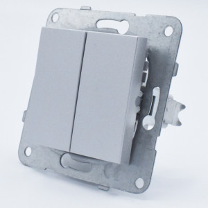 Intrerupator dublu, 10A, IP20, Argintiu, Panasonic Arkedia Slim / Karre Plus