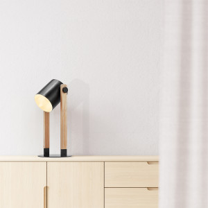 Lampa de birou BR-BV02-00013, cu intrerupator, 1xE27, neagra+naturala, IP20, Braytron [2]- savelectro.ro