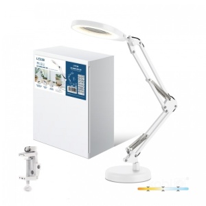 Corpuri de iluminat, Lampa de birou LED Auriq 10W, lumina calda/neutra/rece, lupa 5X, dimabila, alba, Kobi - savelectro.ro