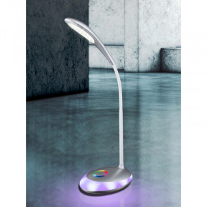 Lampa de birou LED Minea 58265, RGB, dimabila, cu intrerupator touch, 3W, 230lm, lumina rece, argintie, IP20, Globo [10]- savelectro.ro