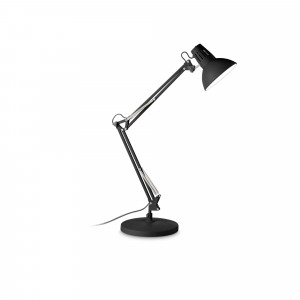 Lampi de birou si veioze, Lampa de birou Wally 265278, cu intrerupator, orientabil, 1xE27, neagra, IP20, Ideal Lux - savelectro.ro