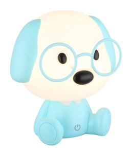 Lampa de veghe LED forma de catelus 1W, 32 lm, lumina calda (3000K), IP20, touch dimmer, albastru mat/alb [1]- savelectro.ro