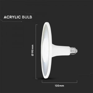 [Lichidare stoc]Bec LED Acrilic UFO 11W (75W), E27, 1200 lm, lumina rece (6400K), alb, V-TAC [3]- savelectro.ro