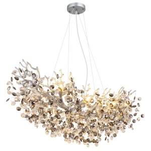 Lustre, Lustra Chandelle 10xE14, cristale, 100 cm, IP20, argintie mat, Globo Lighting - savelectro.ro