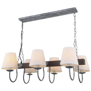 Lustre, Lustra Epoca 6 KL6397, 6xE14, argintiu + bej, metal + textil, stil modern clasic, Klausen - savelectro.ro