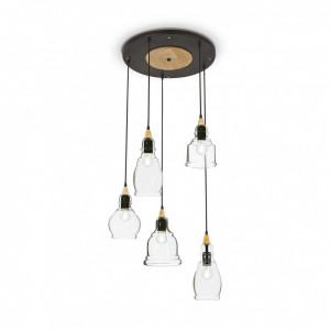 Lustra Gretel 103174, 5xE27, neagra+bronz+transparenta, IP20, Ideal Lux [1]- savelectro.ro