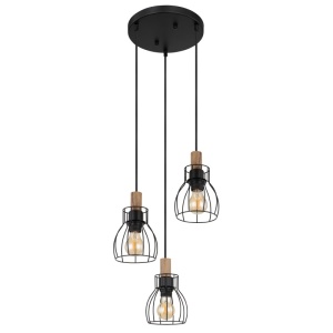 Lustra Mina, 3xE27, IP20, negru mat/lemn maro inchis, Globo Lighting