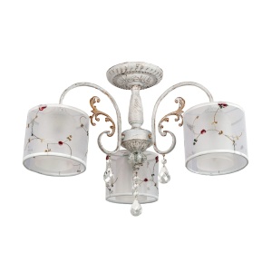 Lustre, Lustra Provance KL103004, 3xE27, alb cu insertii multicolore, stil clasic, IP20 - savelectro.ro