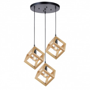 Lustre, Lustra Rhombus KL113016, 3xE27, naturala+neagra, IP20, Klausen - savelectro.ro