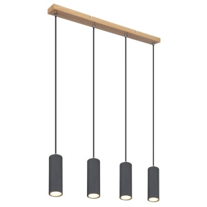 Lustre, Lustra Robby 4xGU10, IP20, grafit+imitatie lemn, Globo Lighting - savelectro.ro