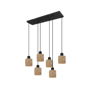 Pendule, Pendul Raffy SP6, 6xE27, bej, negru, Klausen - savelectro.ro