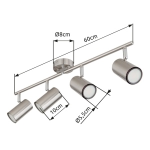 Plafoniera Allvi 4xGU10, orientabila, IP20, nichel mat, Globo Lighting [4]- savelectro.ro
