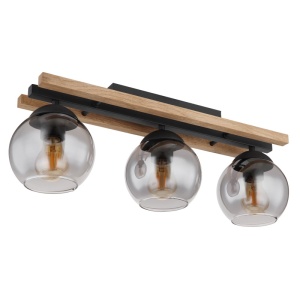 Plafoniera Conni, 3xE27, IP20, negru/lemn maro inchis/fumuriu, Globo Lighting [6]- savelectro.ro