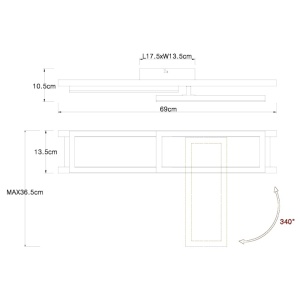Plafoniera LED Illa 20W, 850 lm, lumina calda (3000K), 69 cm, neagra mat, Globo Lighting [8]- savelectro.ro