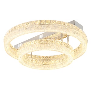 Plafoniere LED, Plafoniera LED Laurel 60W, 4900 lm, lumina calda/neutra/rece, cristale, Ø60 cm, telecomanda, dimabila, crom, Globo Lighting - savelectro.ro