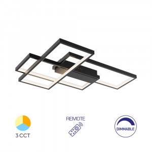 Plafoniera LED Nela BR-BH17-04591, cu telecomanda, 65W, 7150lm, lumina calda+neutra+rece, IP20, neagra, Braytron [1]- savelectro.ro