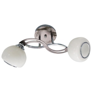 Plafoniera Polarys KL5858, 2xE27, crom + maro + alb, metal + MDF + sticla, stil clasic, Klausen