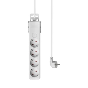 Prelungitor Braytron, 4 prize, cu intrerupator, protectie copii, cablu 3x1.5mmp, 5m, alb [2]- savelectro.ro