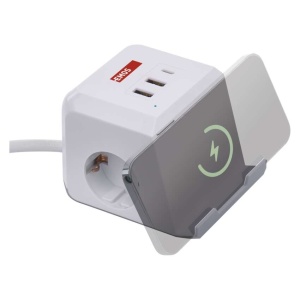 Prelungitor cub, 2m, 2 prize USB-A USB-C, Qi, alb, Emos [7]- savelectro.ro