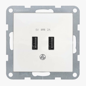 Prize si intrerupatoare, Priza dubla USB A 5V 2A, IP20, Alb, Panasonic Karre Plus 55 - savelectro.ro