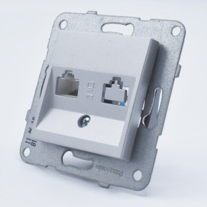 Priza internet RJ45, cat 5E, Argintiu, IP20, Panasonic Arkedia Slim/Karre Plus