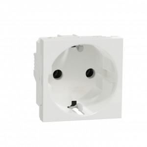 Priza simpla cu impamantare, standard german, 2 module, 16A, alba, Schneider Noua Unica [1]- savelectro.ro