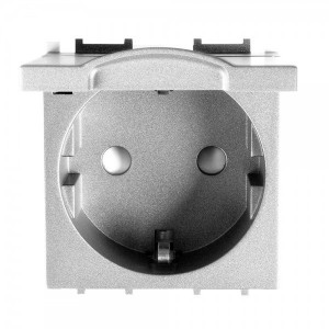 Prize si intrerupatoare, Priza standard german cu capac 2 module Thea Modular Panasonic, Argintie - savelectro.ro