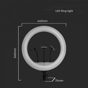 Selfie ring light LED cu 3 suporti de telefon, Dimabil, 55W, 6000 lm, diametru 440 mm, temperatura de culoare ajustabila(3200K-5800K), V-TAC [4]- savelectro.ro