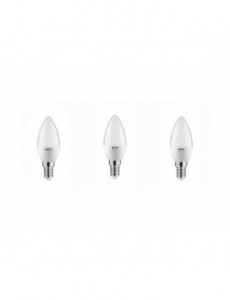 Becuri LED E14, Set 3 becuri LED flacara 8W(54W) GTV, C37L, E14, 700 lm, lumina neutra (4000 K), clasa energetica F - savelectro.ro