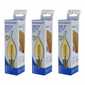 Set 3 becuri Vintage led, E14,4W (27 W), 400 lm, lumina calda, Optonica