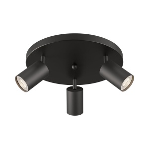 Corpuri de iluminat, Spot aplicat GU10 triplu rotund Beta, aluminiu, negru, IP20, Braytron - savelectro.ro