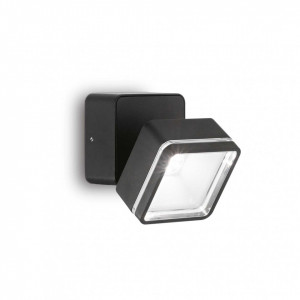 Aplice si felinare exterior, Spot de exterior LED OMEGA AP patrat, sticla, negru, 7W, 650 lm, lumina neutra (4000K), 285535, Ideal Lux - savelectro.ro