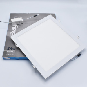 Spot led patrat, 24W, 1850 lm, lumina calda (3000K), 300x300 mm, IP20, alb, Braytron