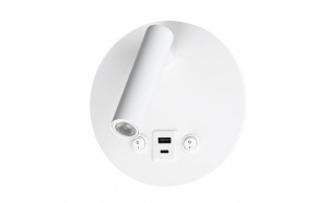 Spoturi LED, Spot LED de perete Optonica, 8W, lumina calda (3000K), cu intrerupator si USB, alb, IP20 - savelectro.ro