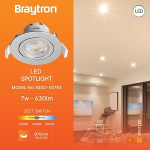 Spot LED incastrat 7W, 750lm, lumina calda/neutra/rece, IP20, argintiu, Braytron [3]- savelectro.ro