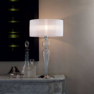 Veioza Duchessa Big 044491, cu intrerupator, 1xE27, alba+transparenta, IP20, Ideal Lux [2]- savelectro.ro