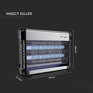 Aparat anti insecte V-TAC VT-3220, 20W, AC 220-240V, aluminiu, EU plug, 80m2 [6]- savelectro.ro