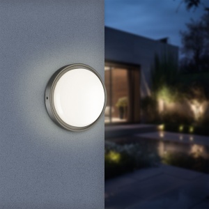 Aplica LED exterior 18W cu senzor microunde, lumina calda/neutra/rece, IP65, rotunda, neagra, Braytron [2]- savelectro.ro
