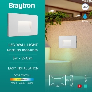 Aplica LED exterior 3W, 240lm, lumina calda/neutra/rece, IP65, alba, Braytron [3]- savelectro.ro