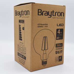 Bec led Vintage Edison 4W (40W), E27, G125, 350 lm, lumina calda (2200K), auriu, Braytron