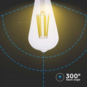Bec led 4W(60W) V-TAC, ST64, E27, 840 lm, lumina calda(3000 K), clasa energetica A [7]- savelectro.ro