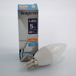 Bec LED 5W(35W) Braytron, C37, E14, 6500 K, 450 lm, lumina rece(6500 K), clasa energetica F [4]- savelectro.ro