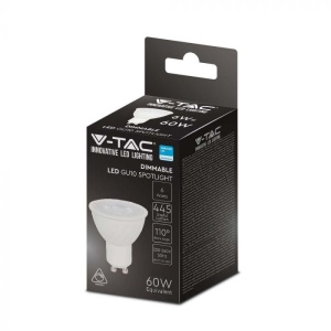 Bec LED 6W dimabil, Dulie GU10, V-TAC, 445lm, Lumina Rece (6500K), Alb [6]- savelectro.ro