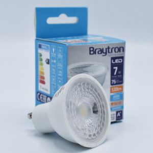 Bec led GU10 7W(75W), 530lm, 38 grade, lumina rece(6500K), clar, Braytron