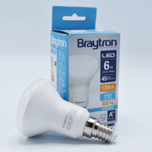 Bec led R50 6W (45W) Braytron, E14, 530lm, lumina rece (6500K), clasa energetica F