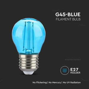 Bec LED decorativ G45 V-TAC, E27, 2W, albastru, 60 lm, clasa energetica G [5]- savelectro.ro