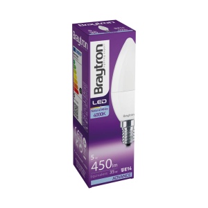 Bec LED lumanare 5W(35W) Braytron, dulie E14, forma C37, 450lm, lumina neutra(4000 K), clasa energetica F [3]- savelectro.ro
