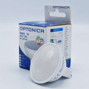 Bec led MR16 5W (35W), 400 lm, 110 grade, lumina neutra (4500K), opal, Optonica